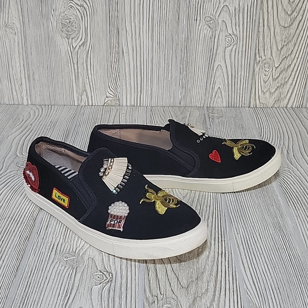 Betsey Johnson Cooper Embroidered Fashion Sneakers, Pearls, Rhinestones, W8